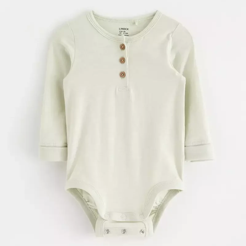 Bodysuit with henley collar