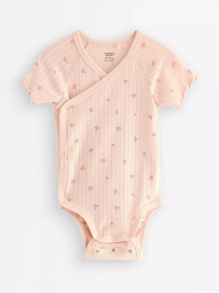 Wrap bodysuit in pointelle